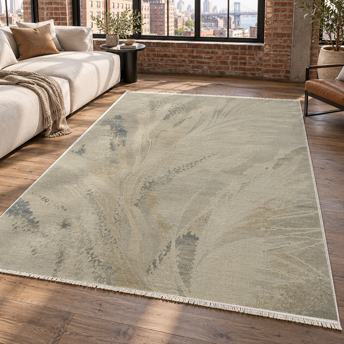 Plume Stone Abstract Washable Rug — new york living