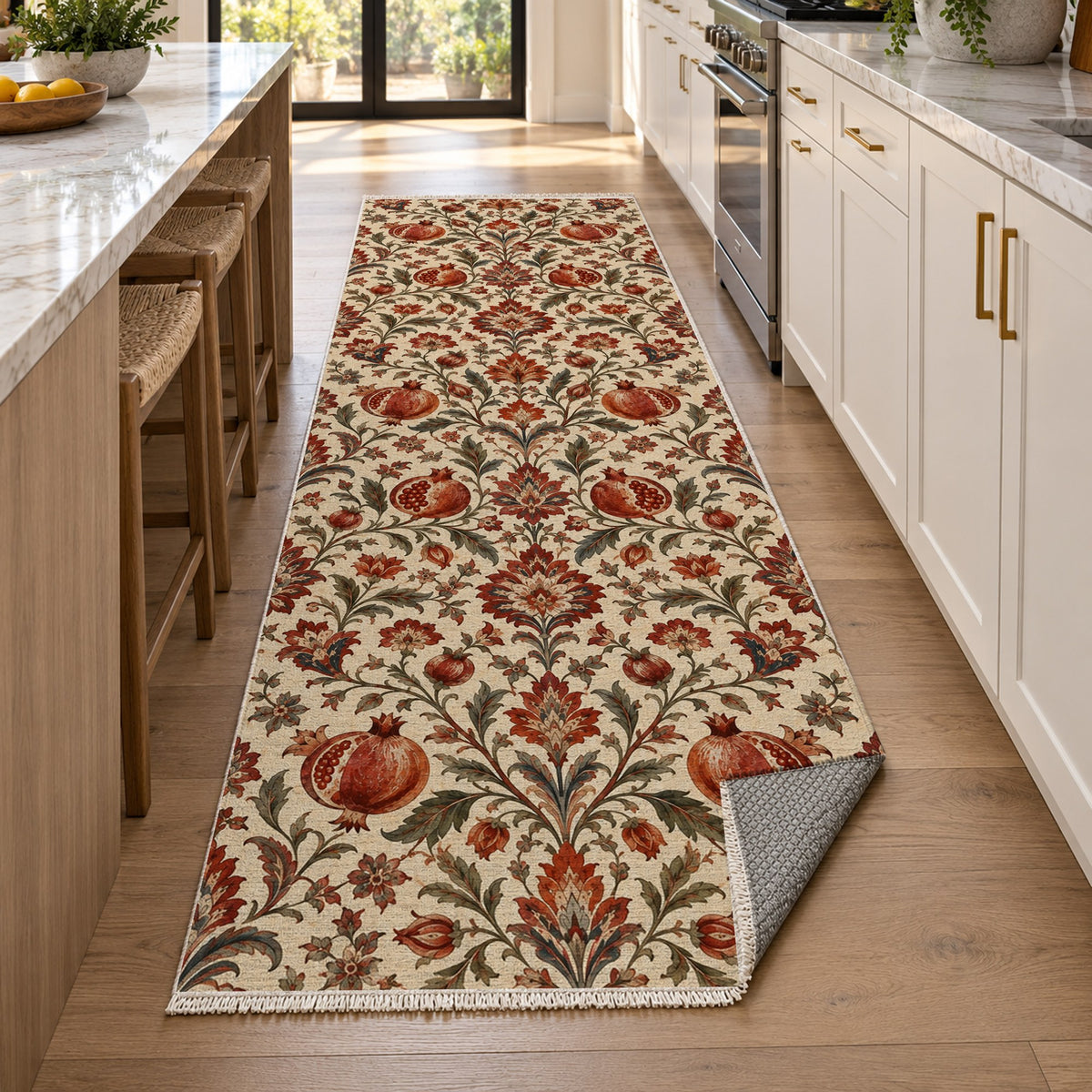 Pomegranate Garden Ethnic Washable Rug — new york kitchen runner