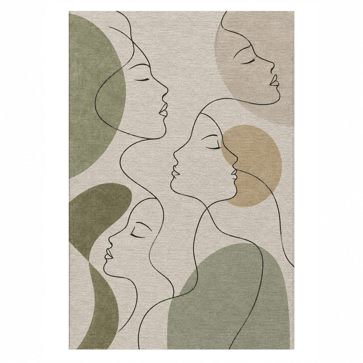 Quiet Profiles Sage Abstract Washable Rug — top view