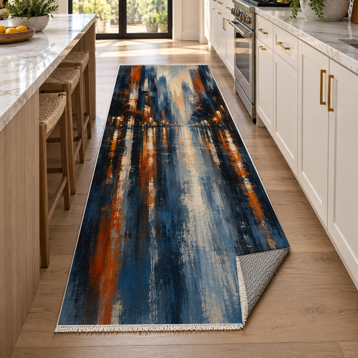 Rainy Boulevard Modern Washable Rug — new york kitchen runner