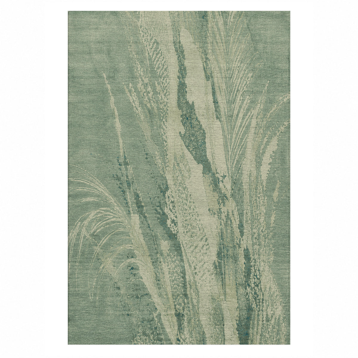 Reed Aqua Abstract Washable Rug — top view