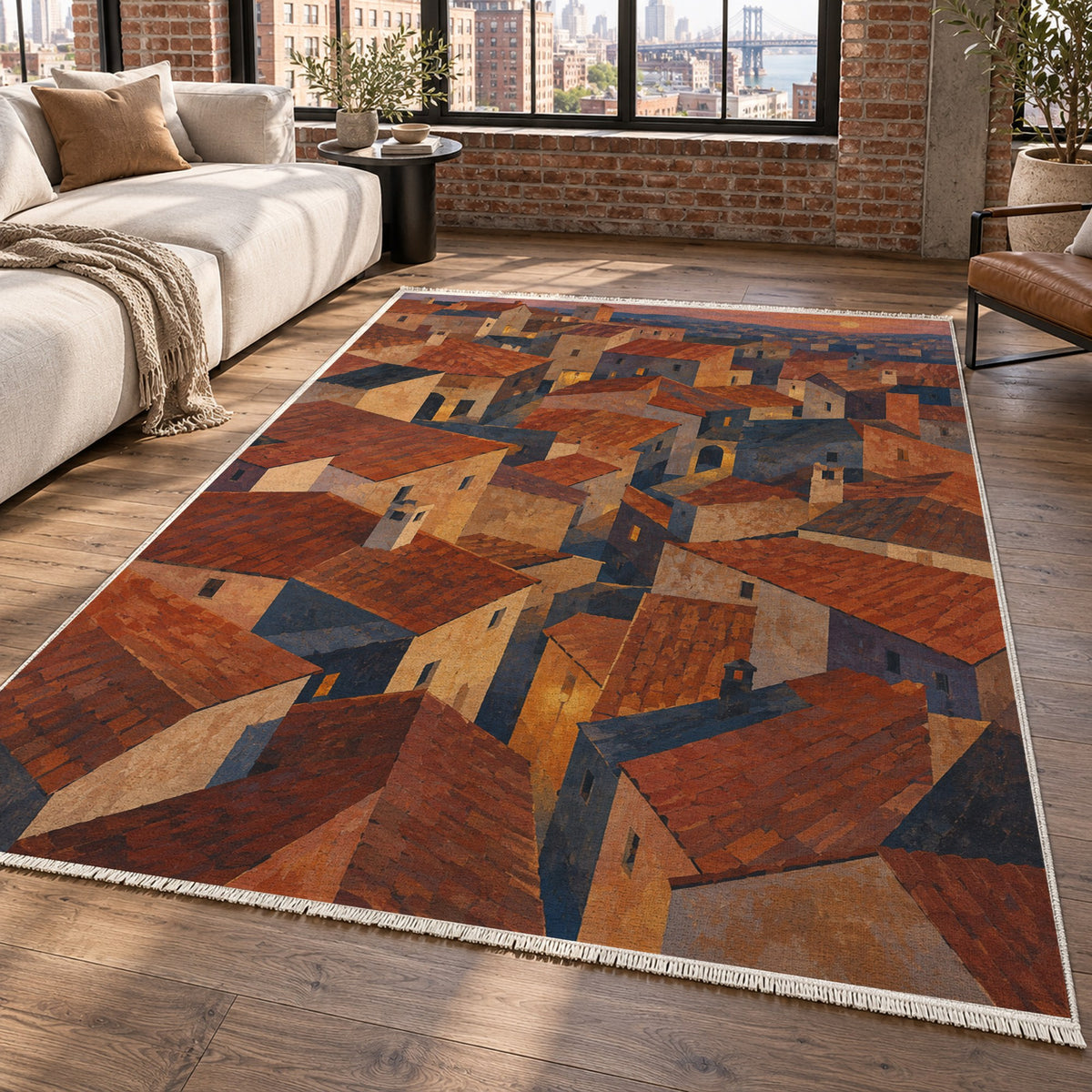 Rooftop Rhythm Modern Washable Rug — new york living