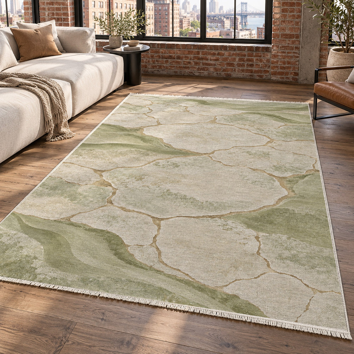 Salt Flats Sage Modern Washable Rug — new york living