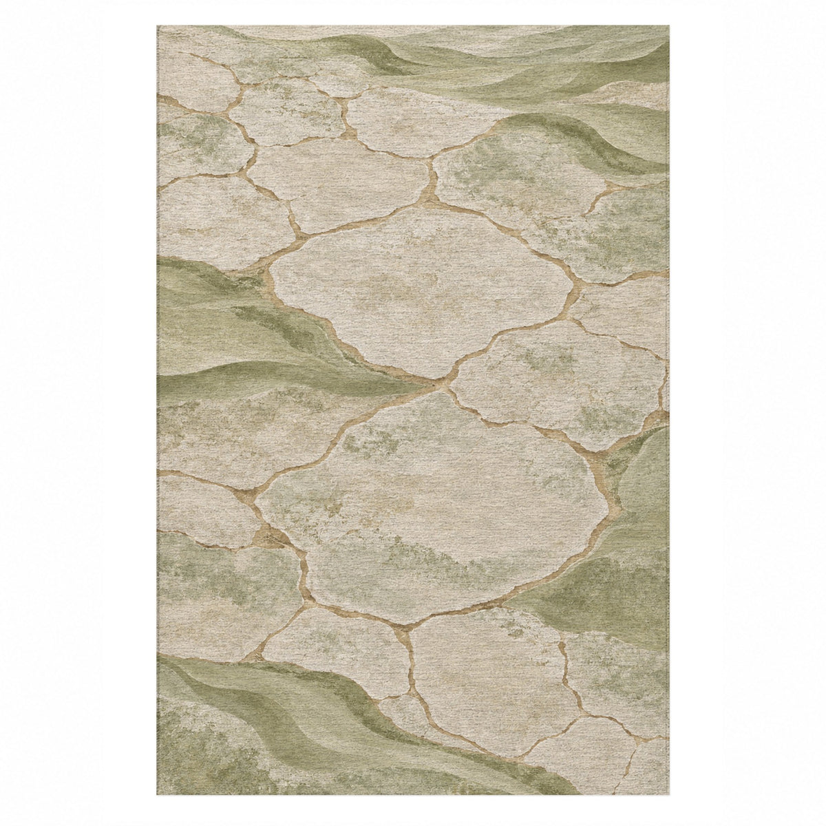 Salt Flats Sage Modern Washable Rug — top view