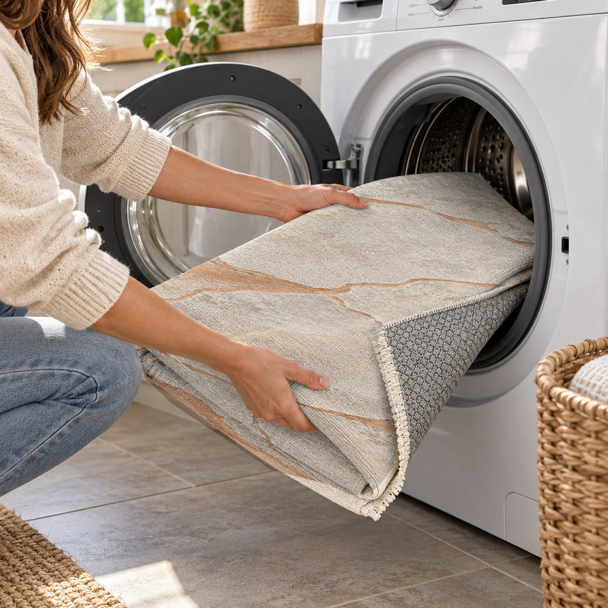 Salt Flats Modern Washable Rug — washing machine