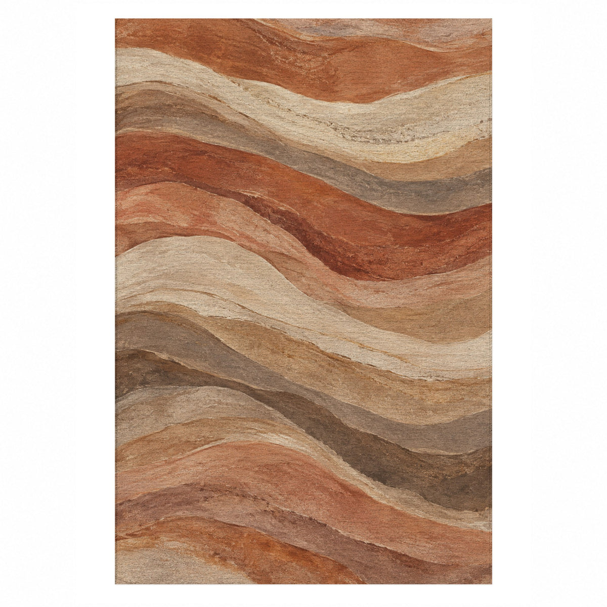 Sandstone Bands Abstract Washable Rug — top view