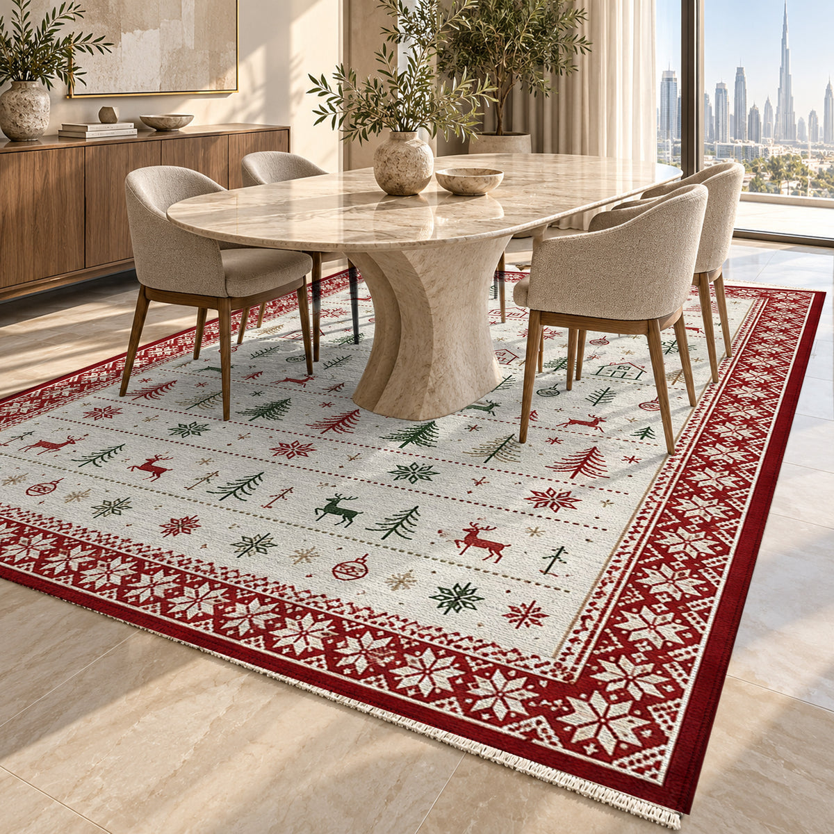 Scandi Ivory Washable Rug — dubai dining