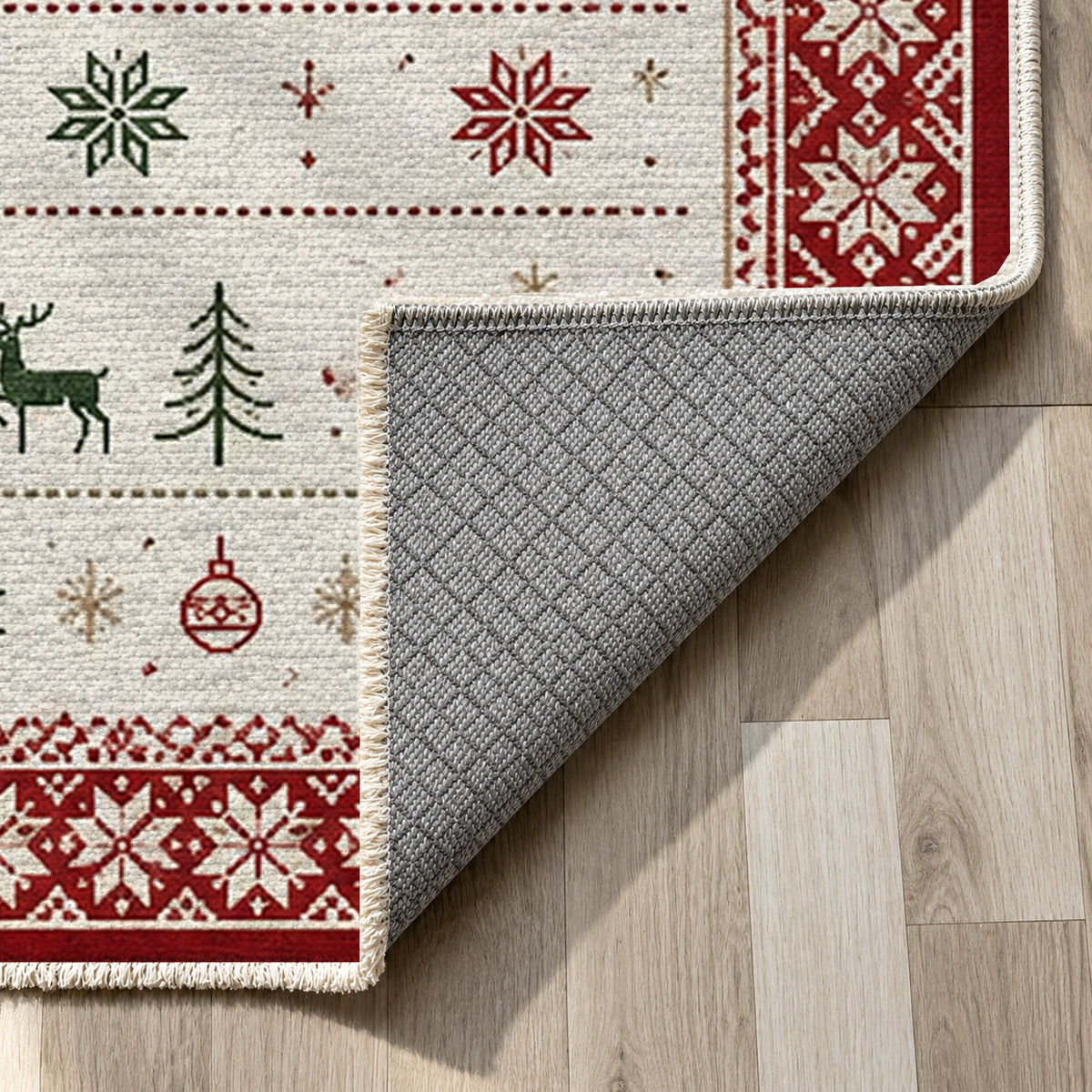 Scandi Ivory Washable Rug — backing close up