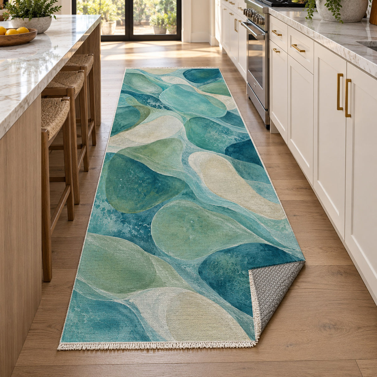 Sea Glass Abstract Washable Rug — new york kitchen runner
