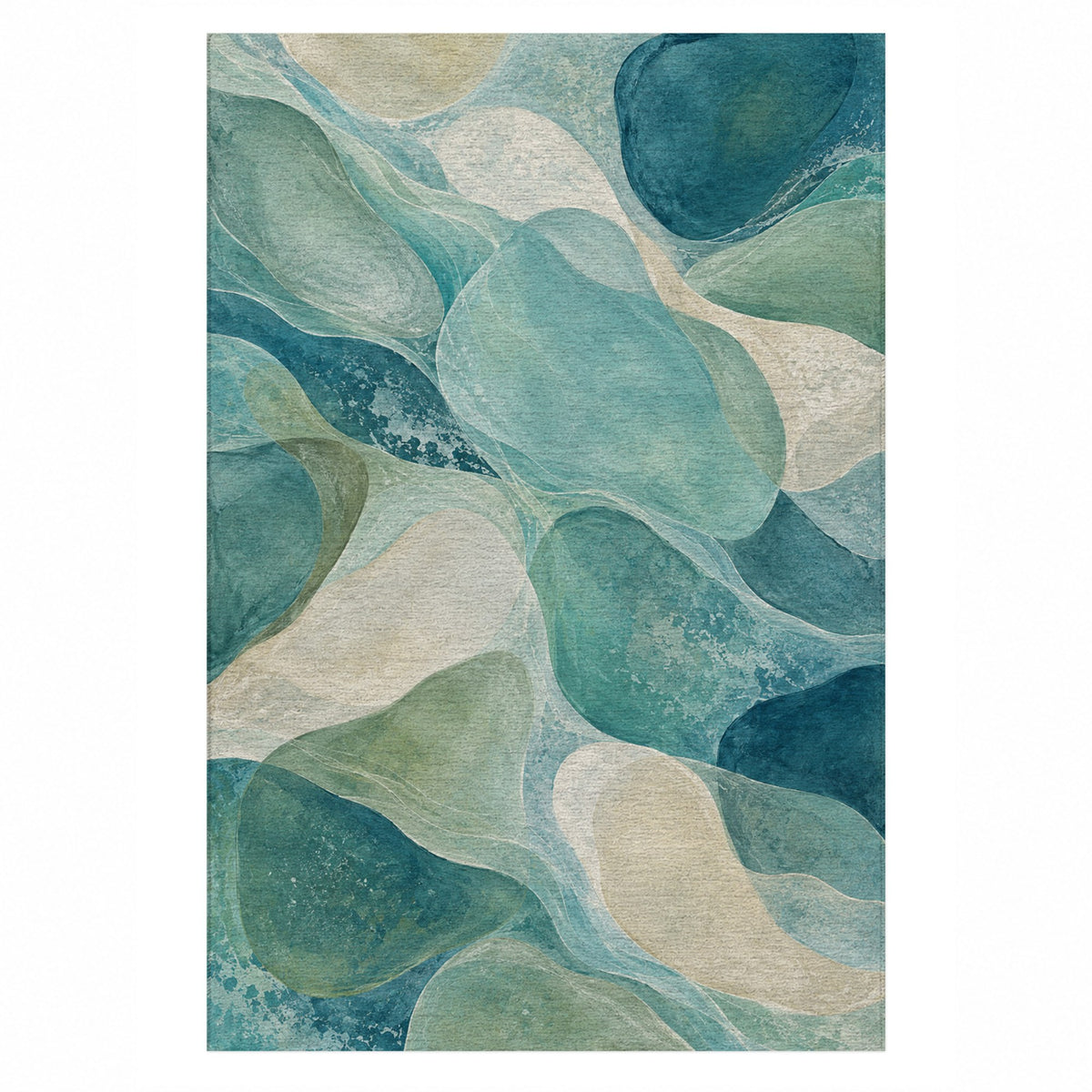 Sea Glass Abstract Washable Rug — top view