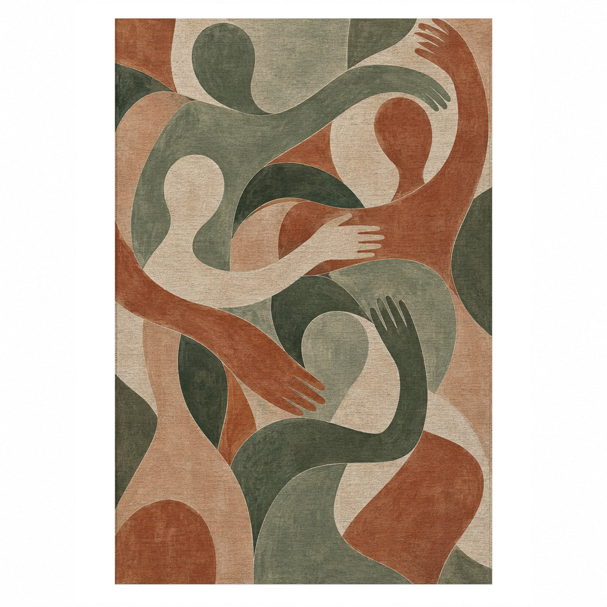 Shared Gestures Abstract Washable Rug — top view