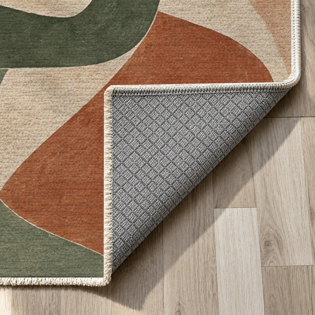 Shared Gestures Abstract Washable Rug — backing close up