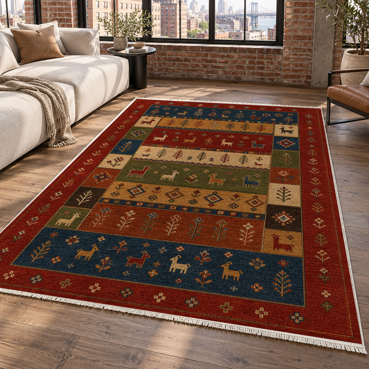 Shiraz Crimson Ethnic Washable Rug — new york living