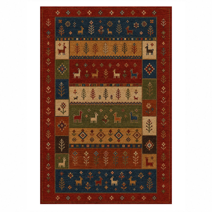 Shiraz Crimson Ethnic Washable Rug