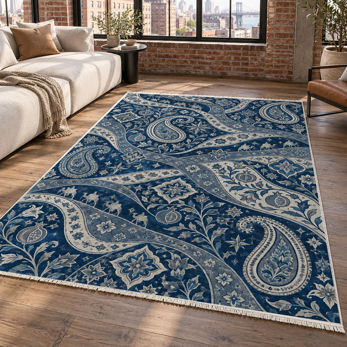 Silk Road Indigo Ethnic Washable Rug — new york living