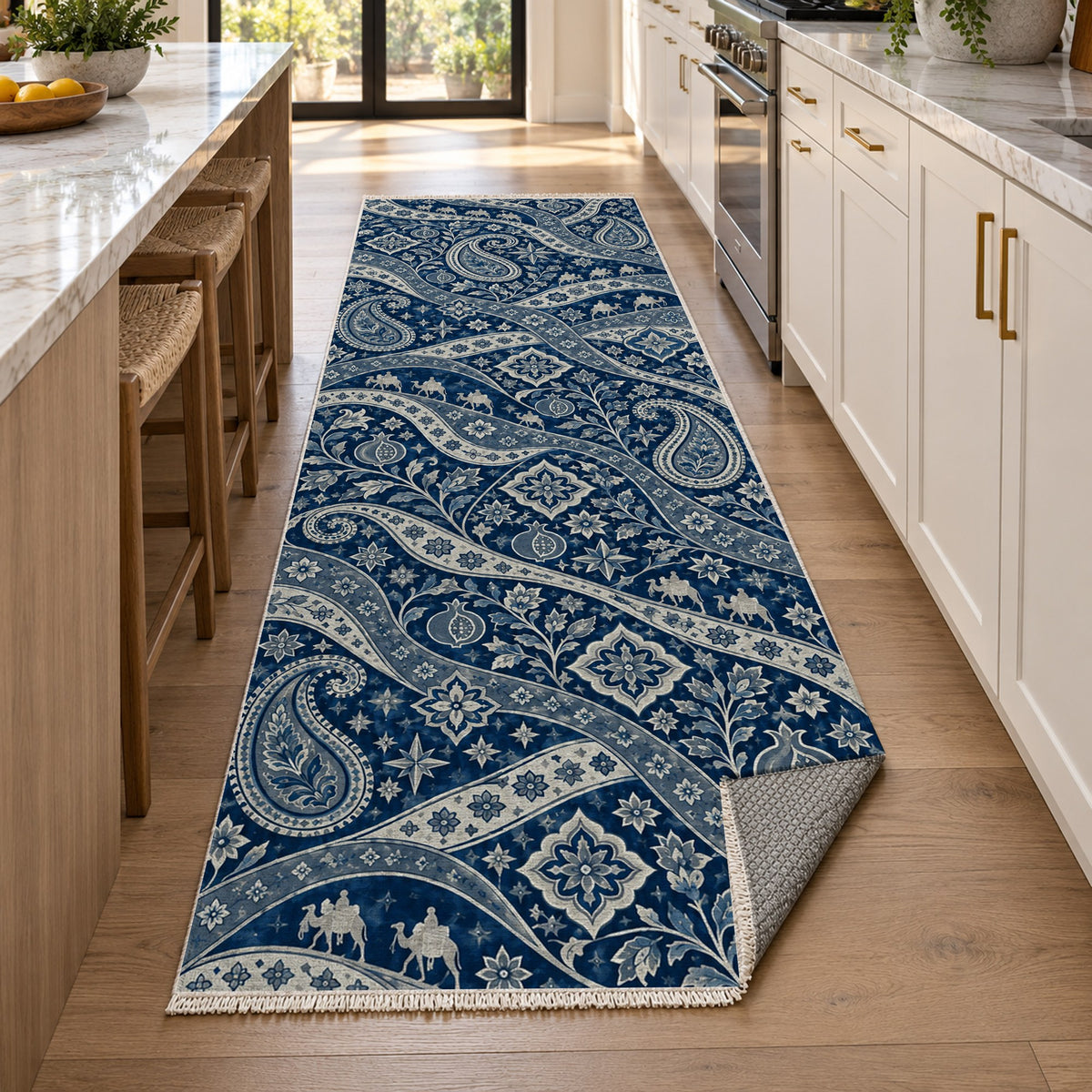 Silk Road Indigo Ethnic Washable Rug — new york kitchen runner
