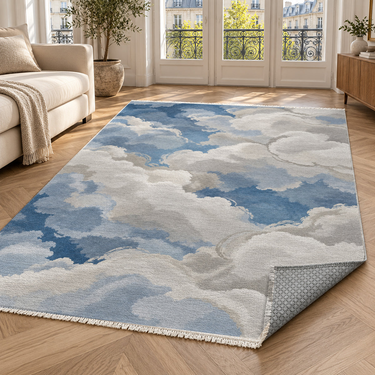Sky Cloud Cloudy Day Abstract Washable Rug — paris living