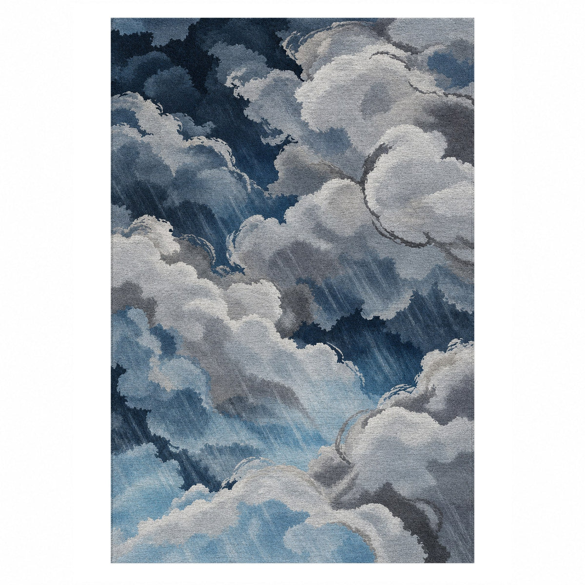 Sky Cloud Rainy Day Abstract Washable Rug — top view