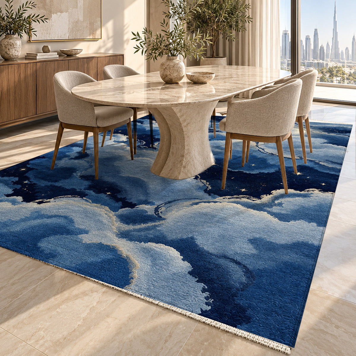 Sky Cloud Starry Night Abstract Washable Rug — dubai dining