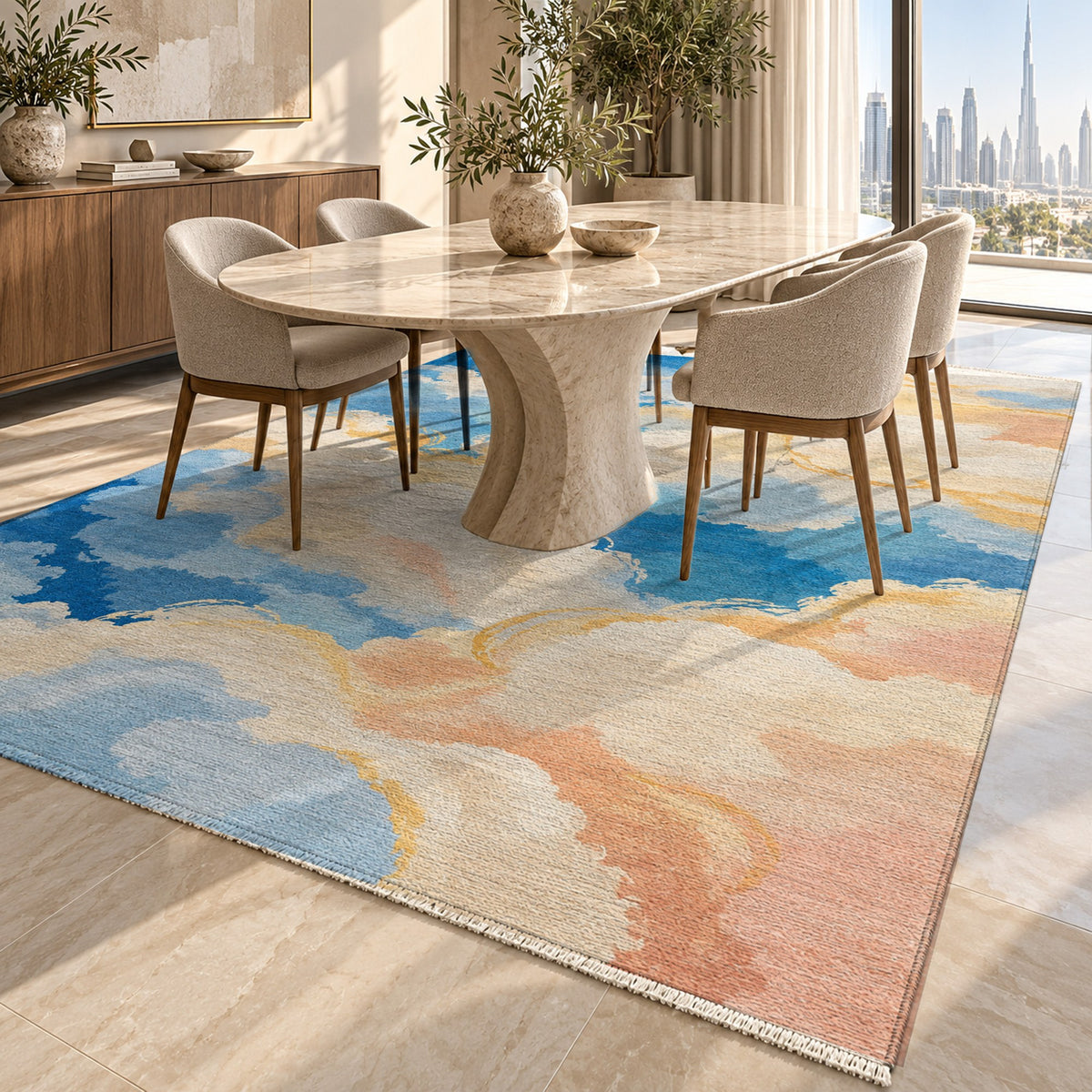 Sky Cloud Sunny Day Abstract Washable Rug — dubai dining