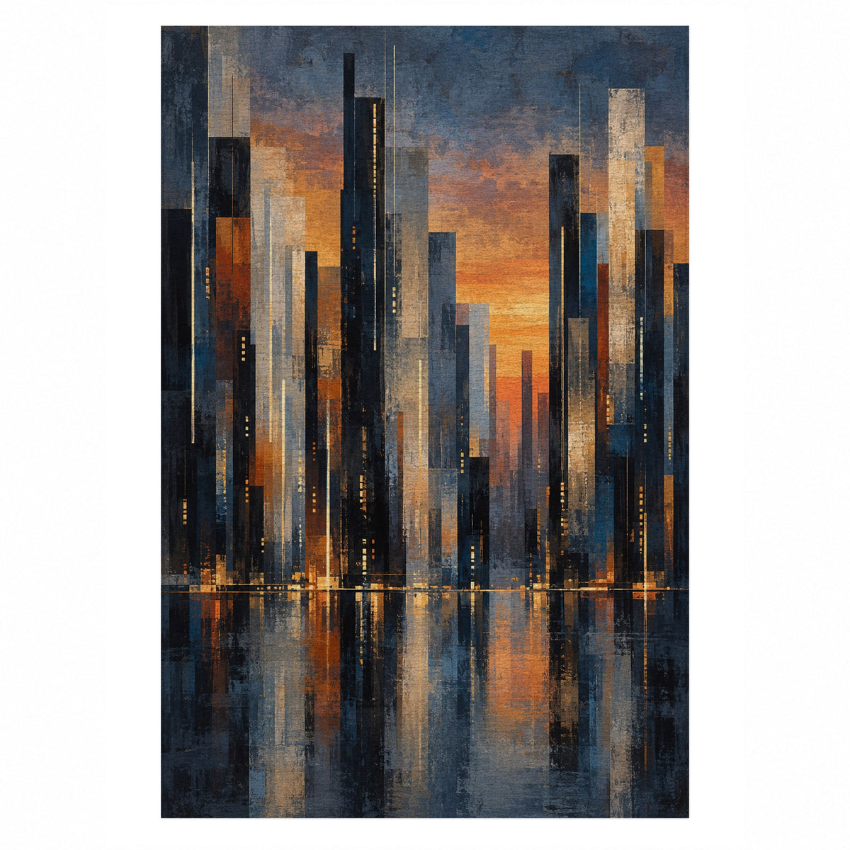 Skyline Fragments Modern Washable Rug — top view