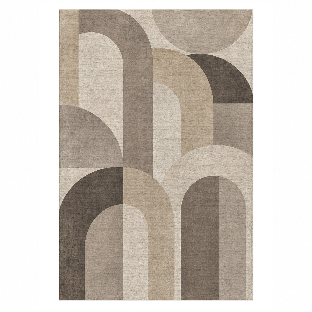 Soft Arches Ivory Taupe Modern Washable Rug — top view