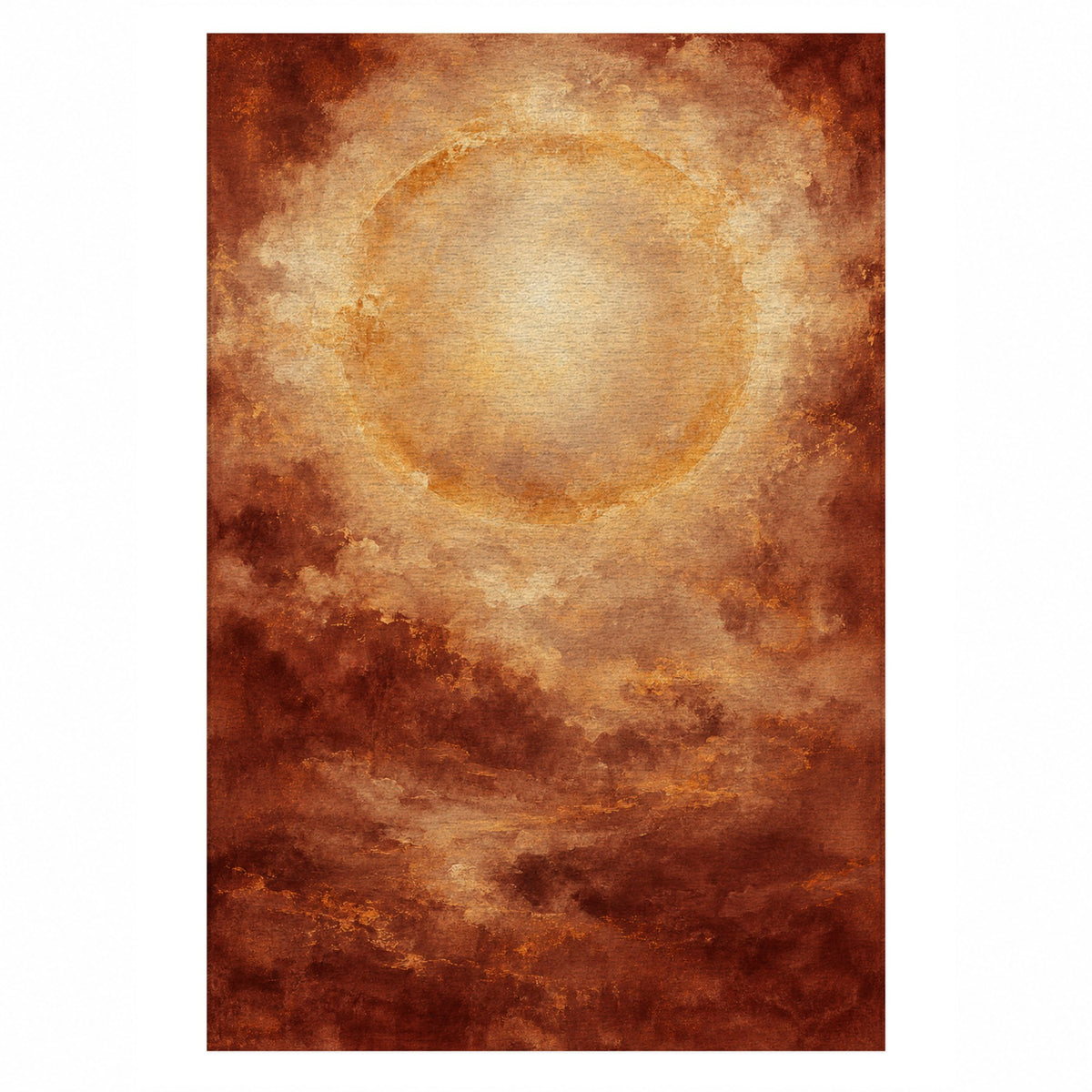 Solar Halo Terracotta Abstract Washable Rug — top view