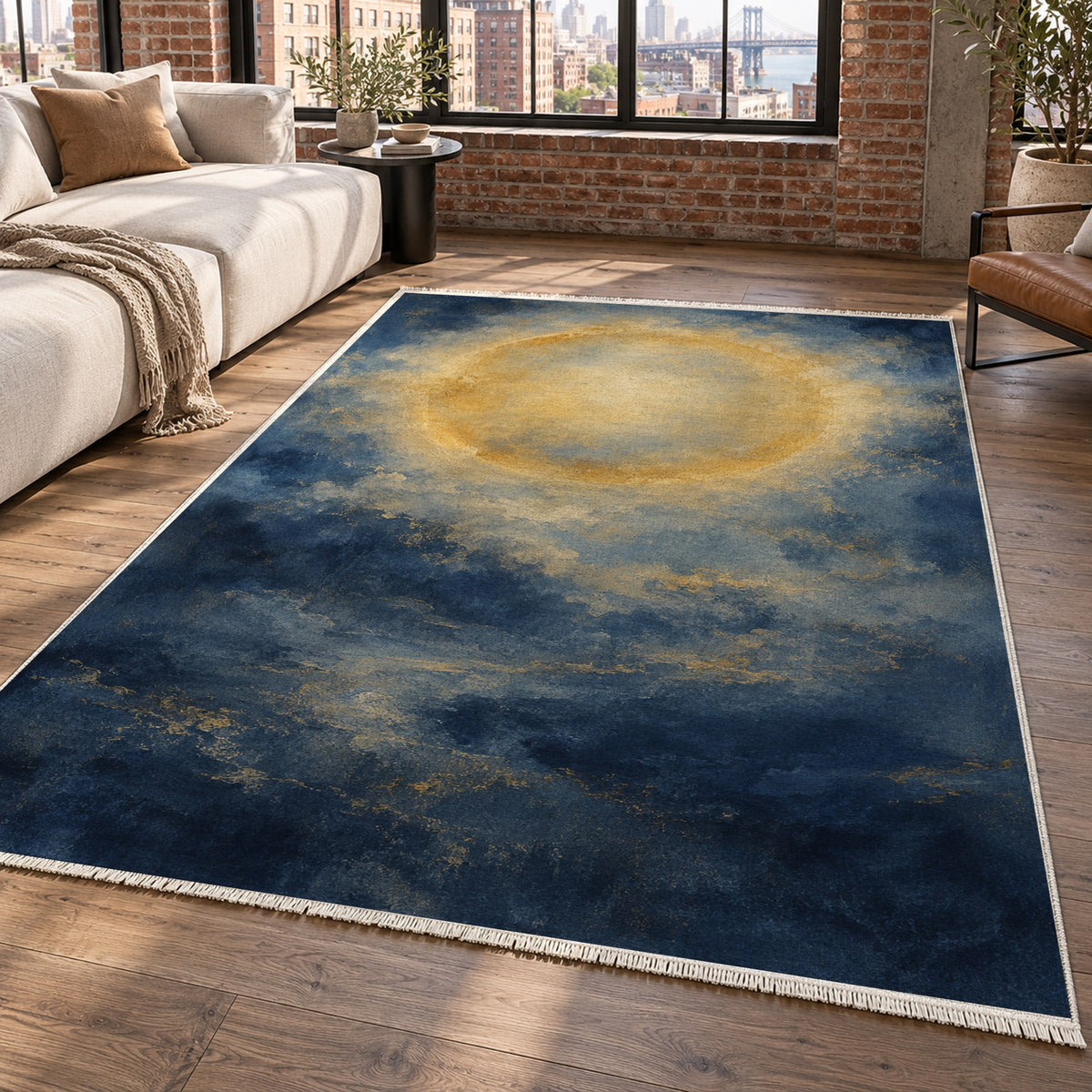 Solar Halo Abstract Washable Rug — new york living