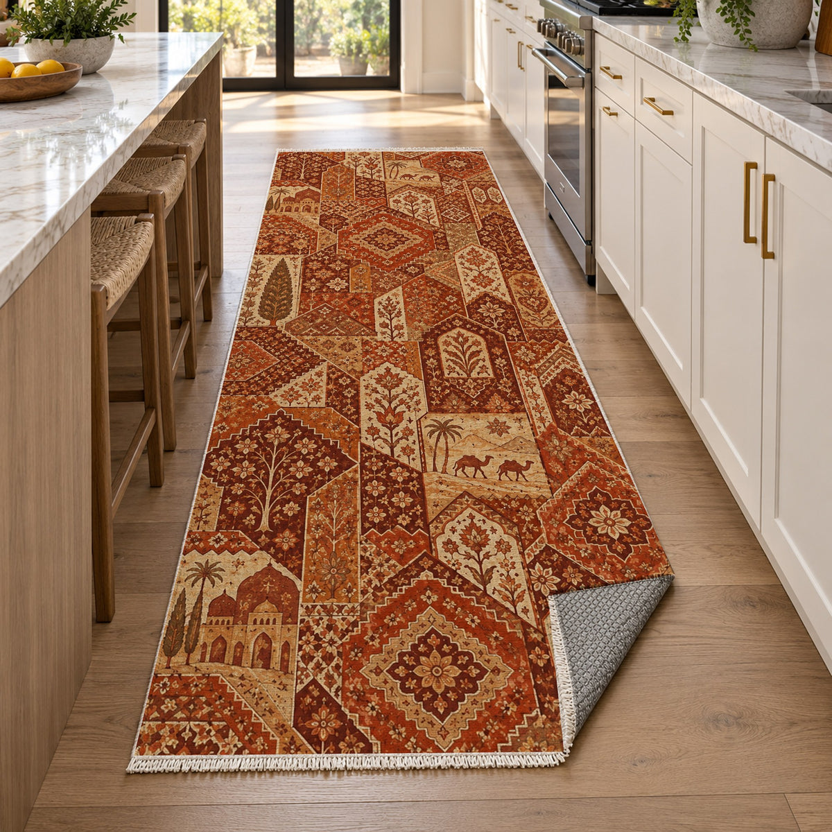 Spice Market Terracotta Ethnic Washable Rug — new york kitchen runner