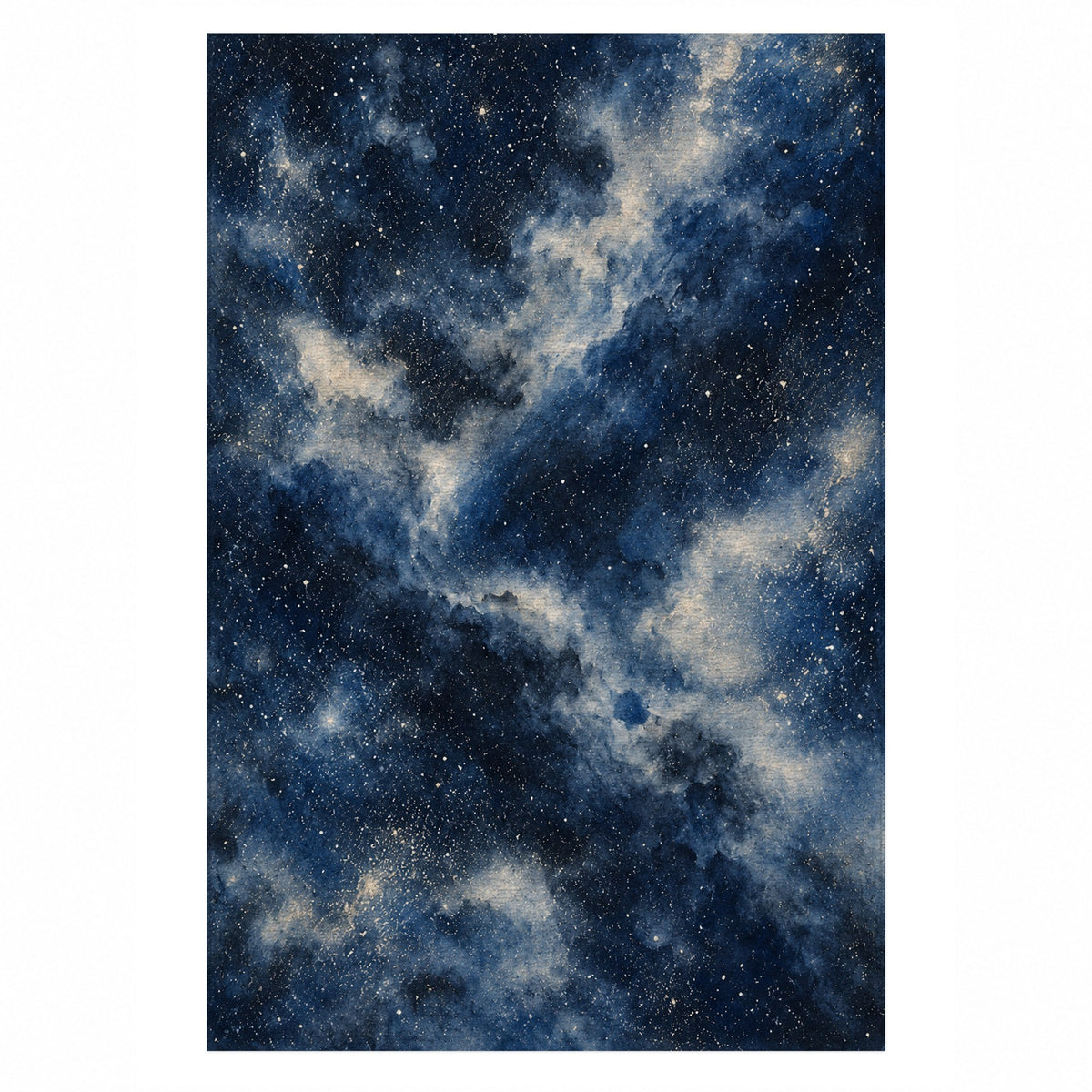 Stellar Dust Indigo Abstract Washable Rug — top view