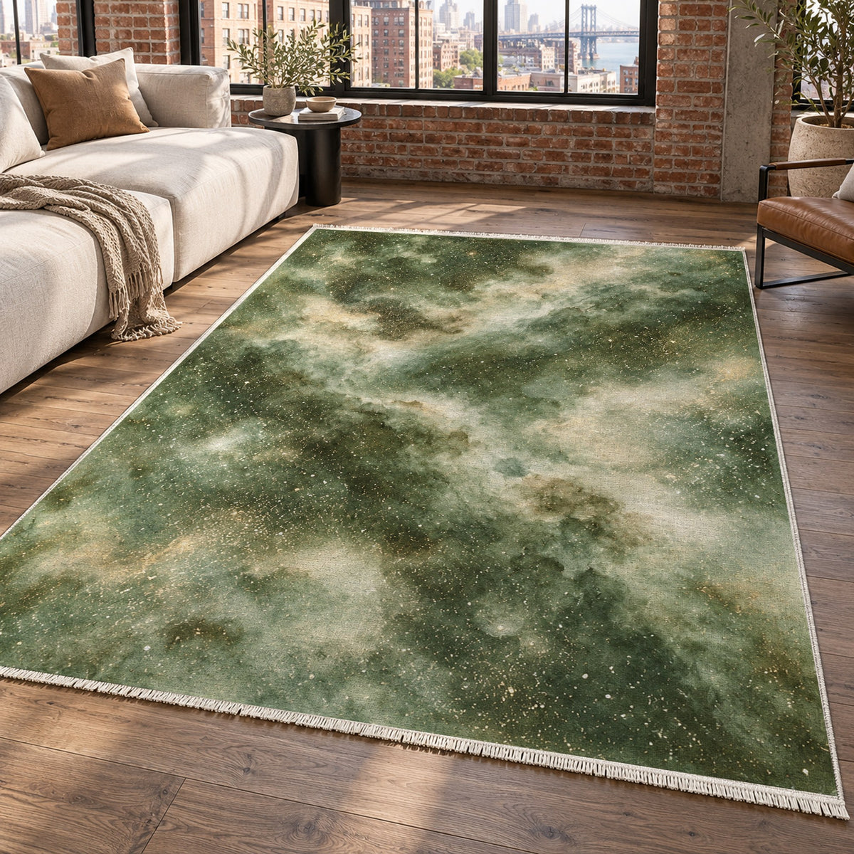 Stellar Dust Sage Abstract Washable Rug — new york living