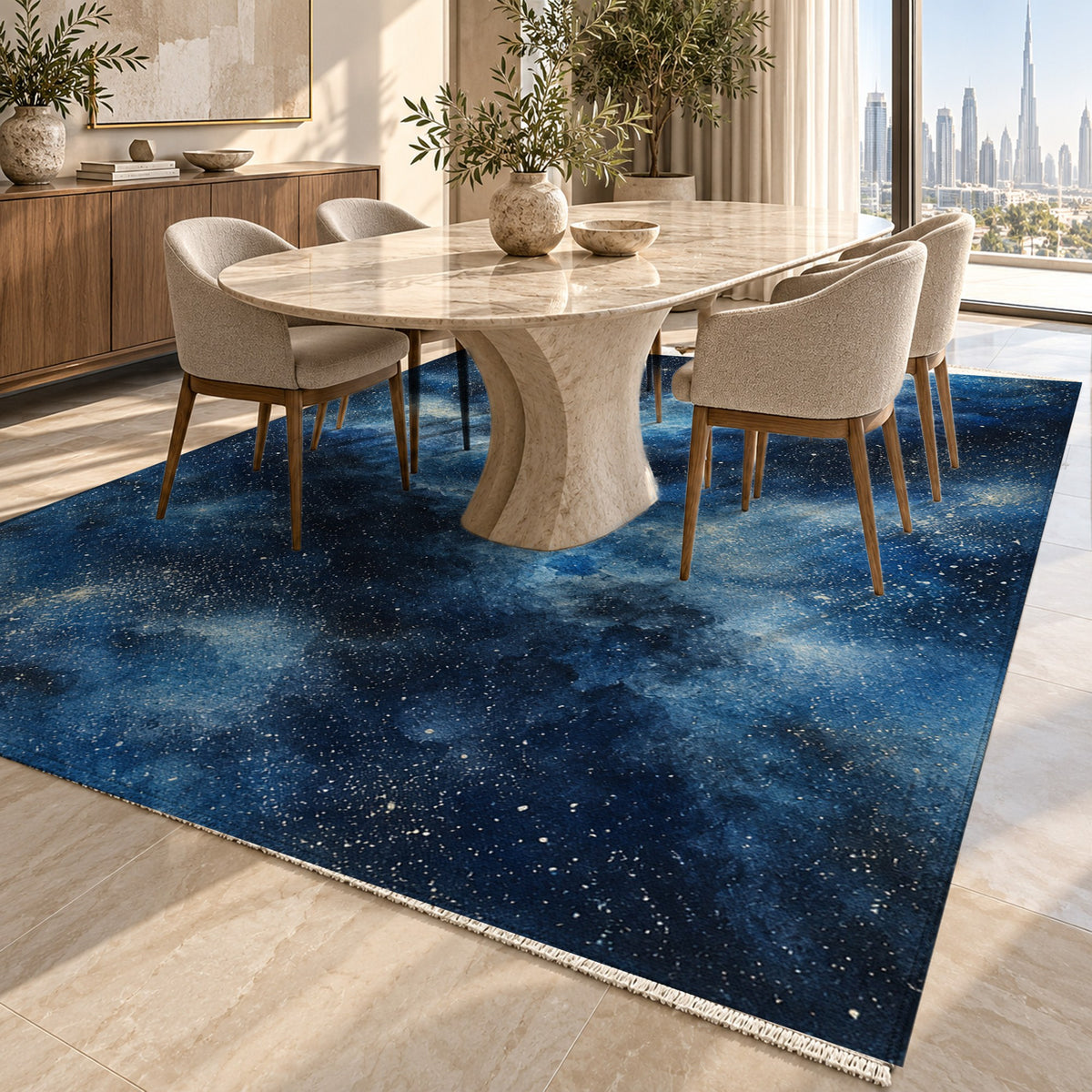 Stellar Dust Abstract Washable Rug — dubai dining