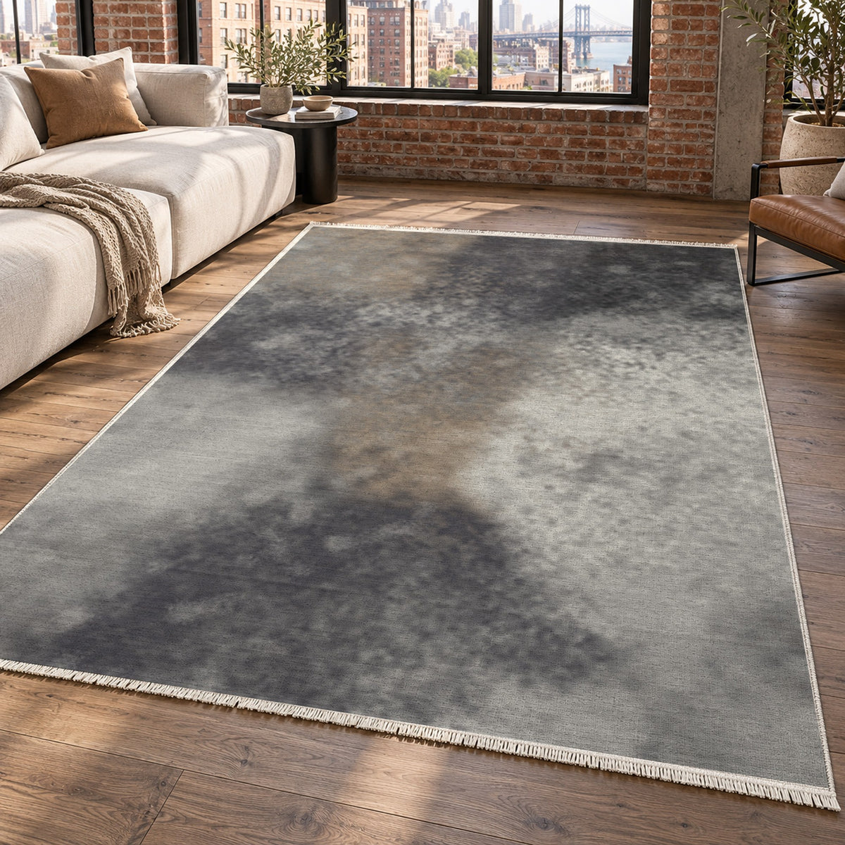 Strata Black Abstract Washable Rug — new york living
