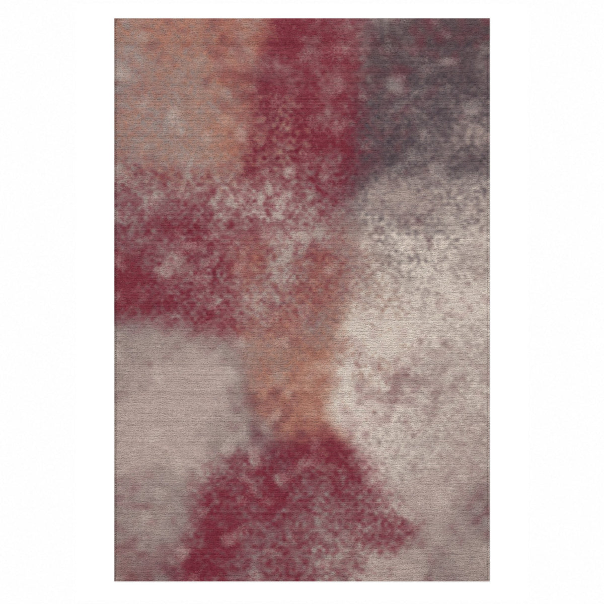 Strata Burgundy Abstract Washable Rug — top view