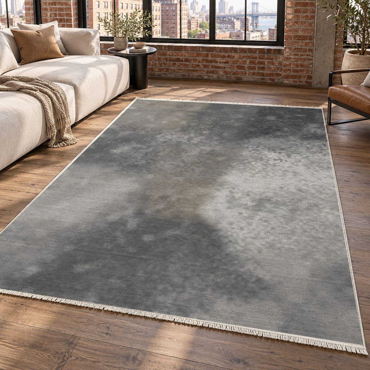 Strata Charcoal Abstract Washable Rug — new york living