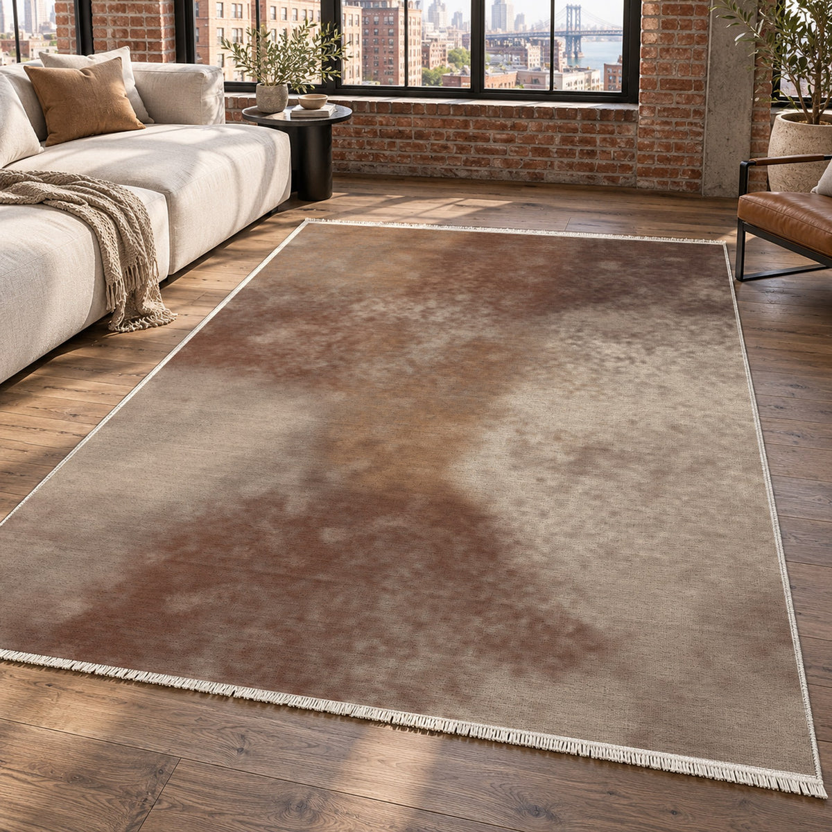 Strata Chocolate Abstract Washable Rug — new york living