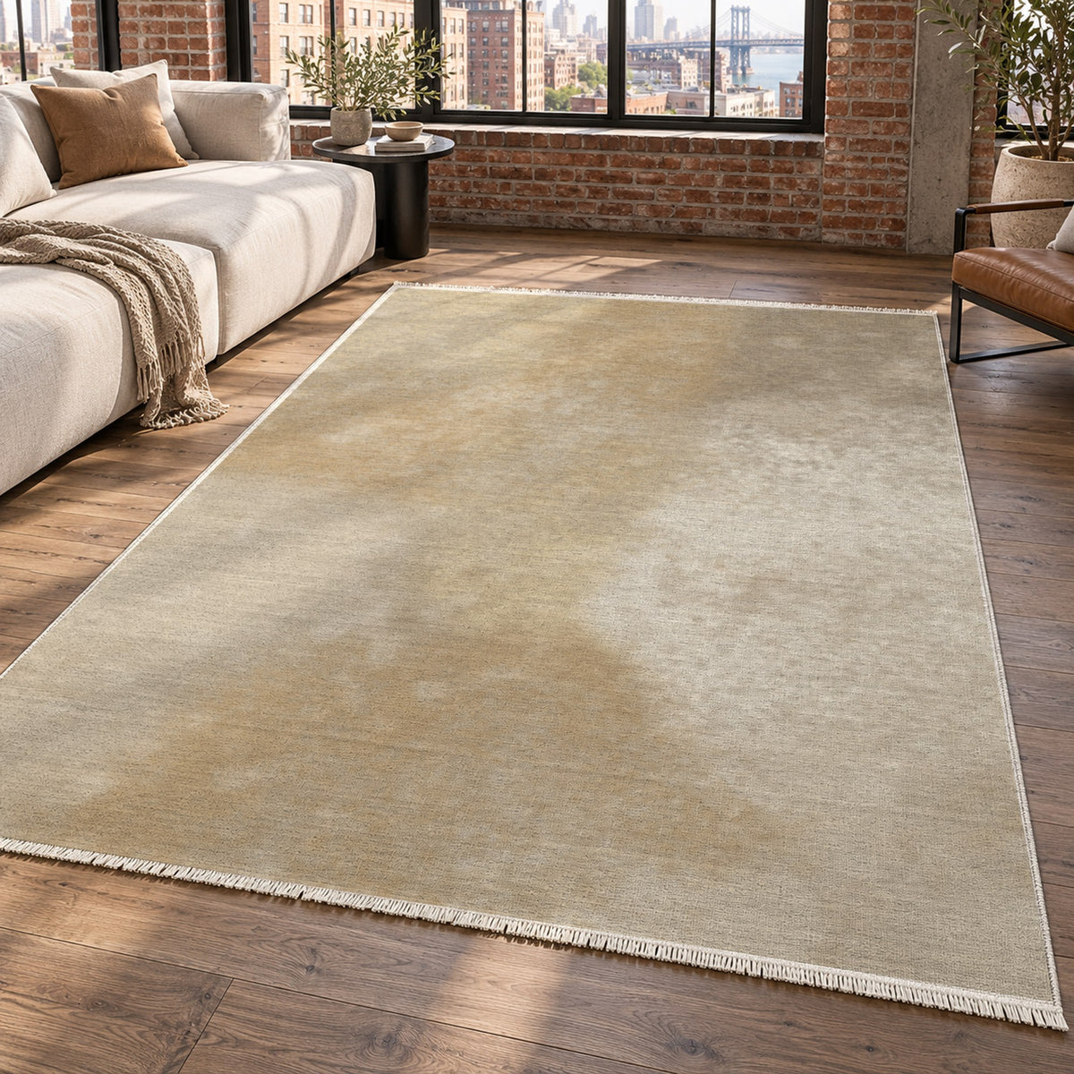Strata Cream Abstract Washable Rug — new york living