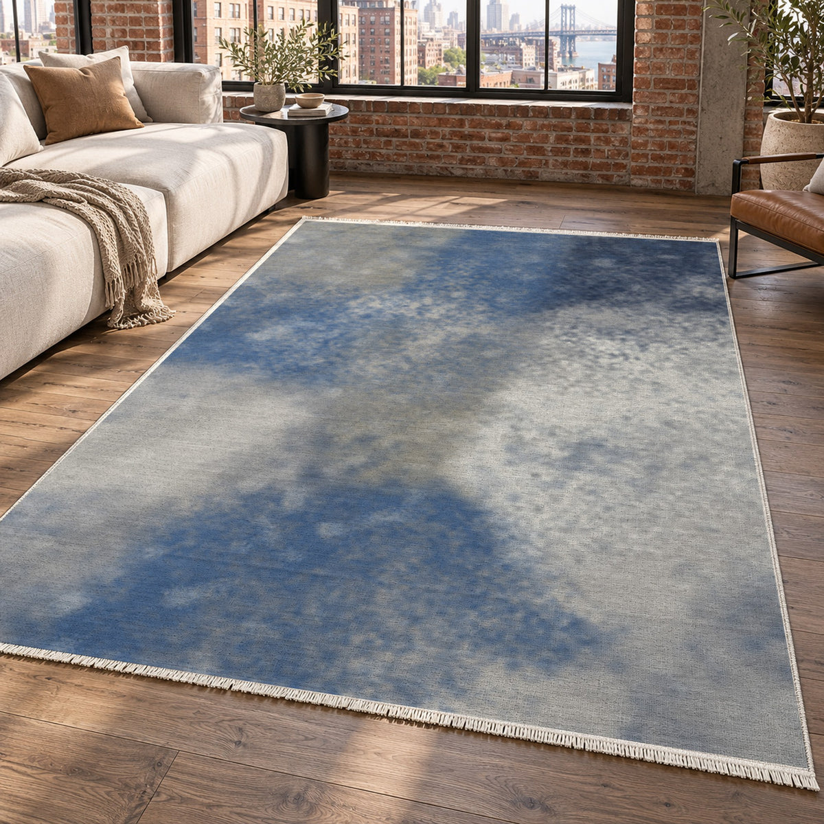 Strata Navy Abstract Washable Rug — new york living