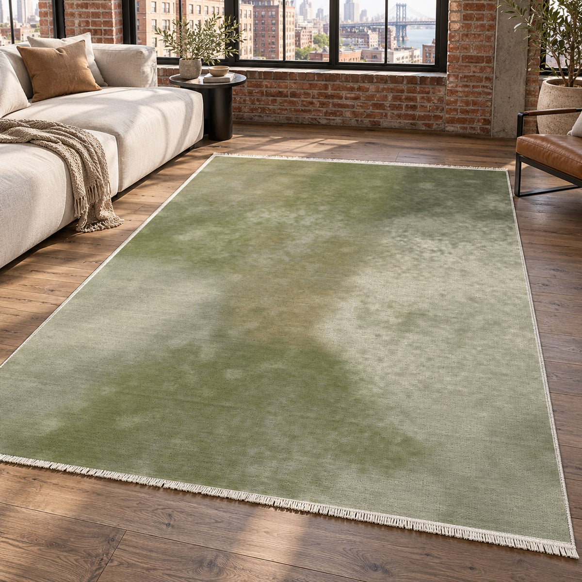 Strata Olive Abstract Washable Rug — new york living