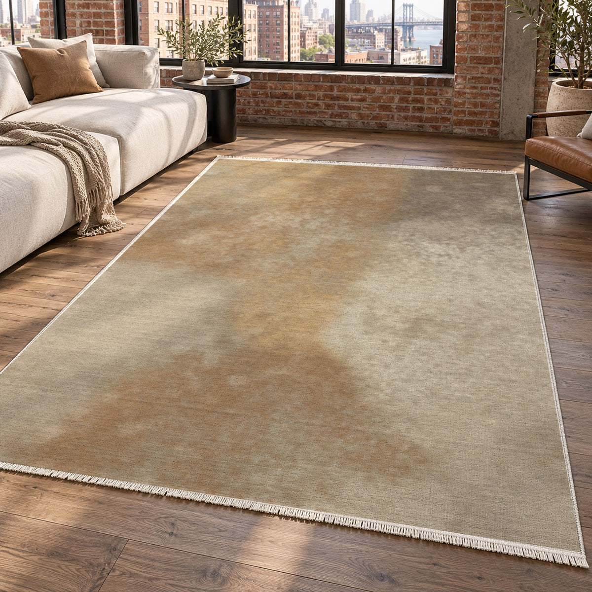 Strata Sand Abstract Washable Rug — new york living