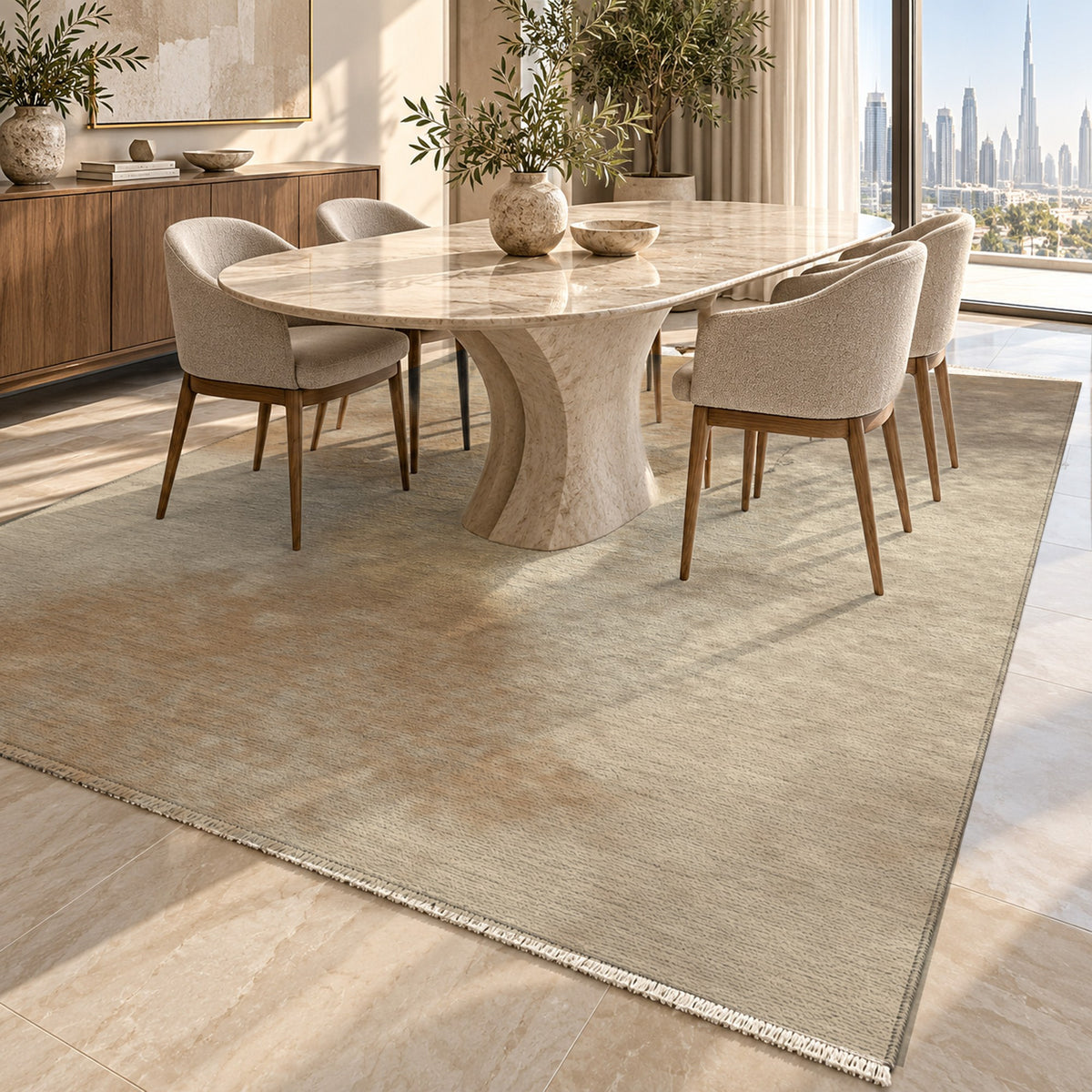 Strata Sand Abstract Washable Rug — dubai dining