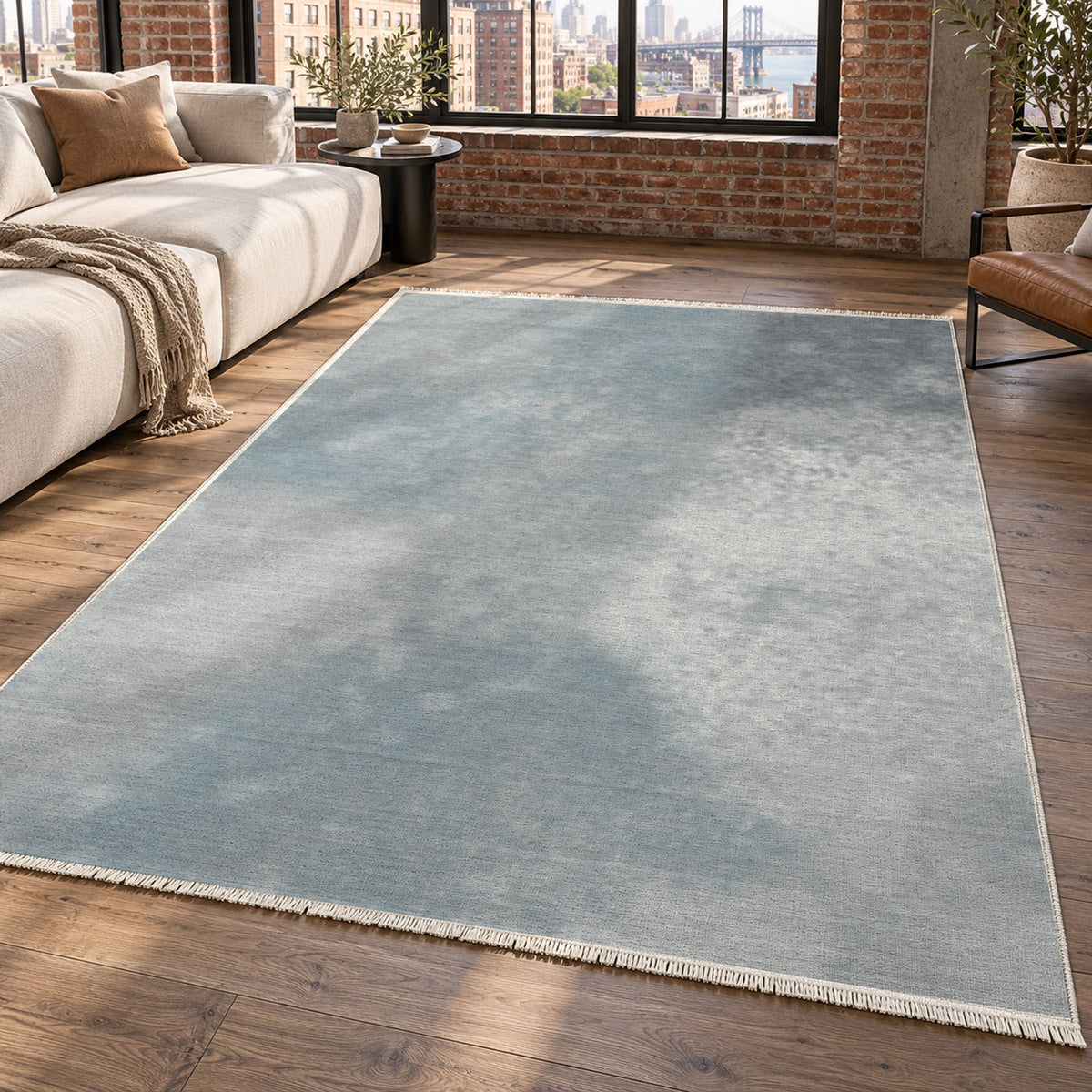 Strata Silver Abstract Washable Rug — new york living