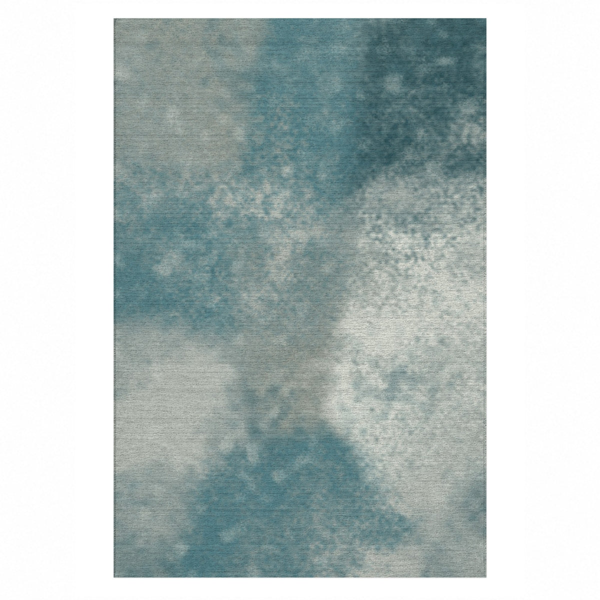 Strata Teal Abstract Washable Rug — top view