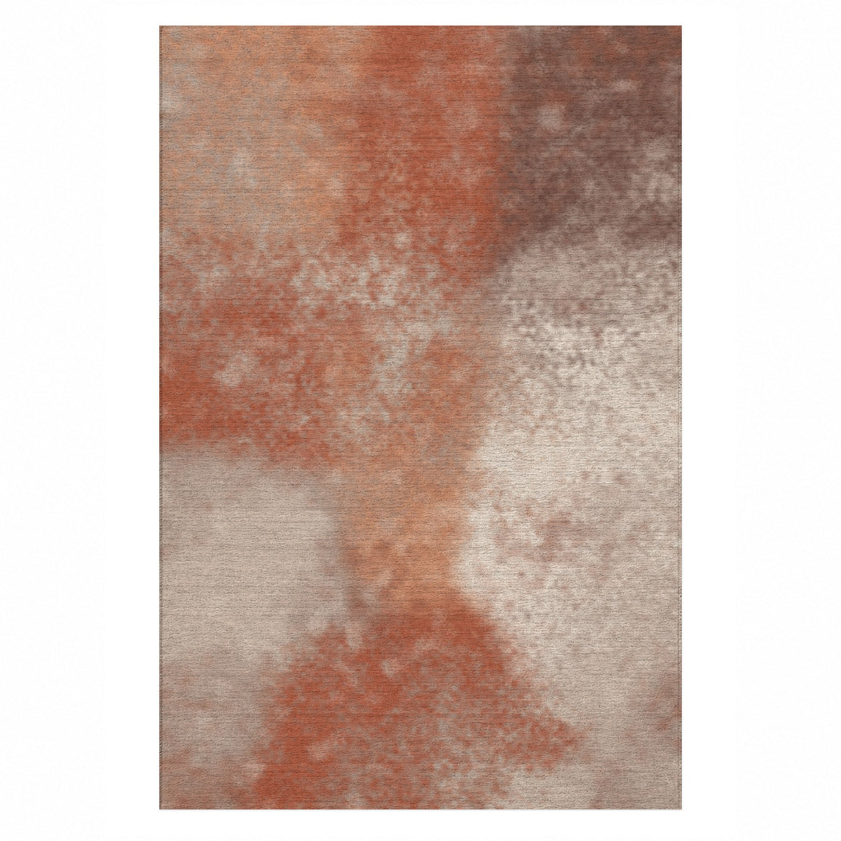 Strata Terracotta Abstract Washable Rug — top view