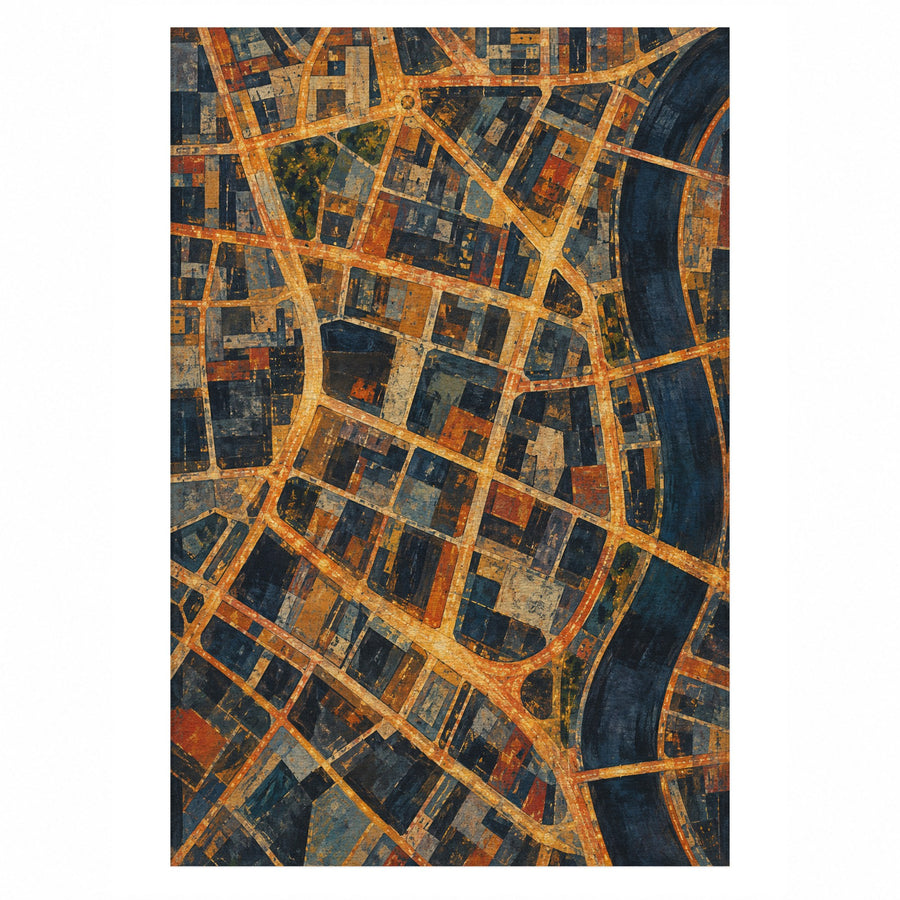 Street Grid Washable Rug
