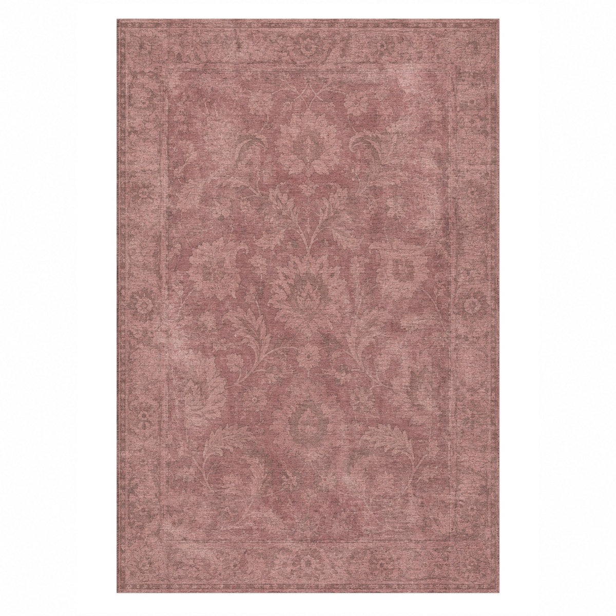 Sultanabad Mist Rose Pink Vintage Washable Rug — top view