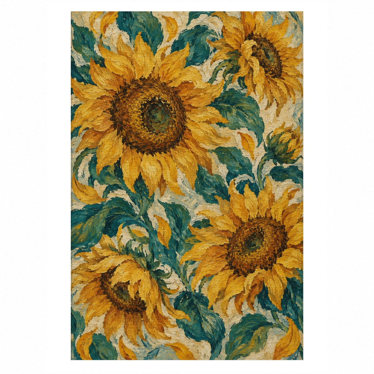 Sunflower Rhythm Abstract Washable Rug — top view