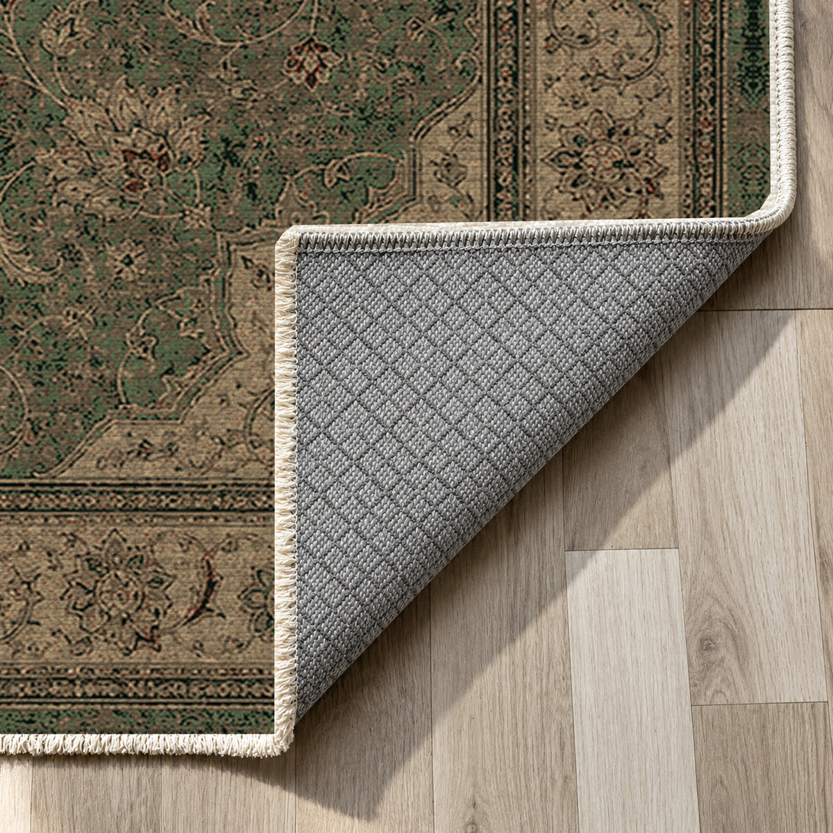 Tabriz Forest Classic Washable Rug — backing close up