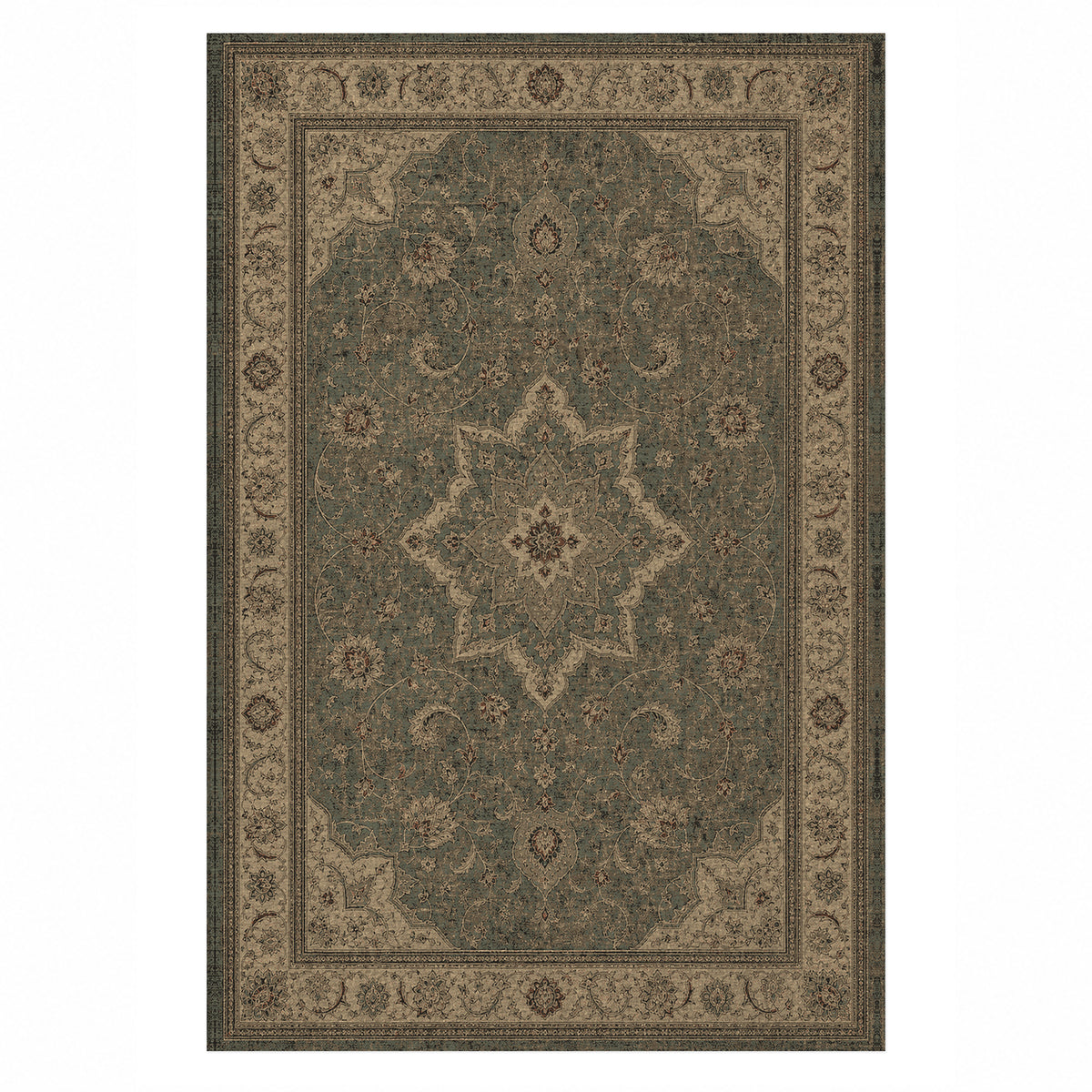 Tabriz Taupe Classic Washable Rug — top view
