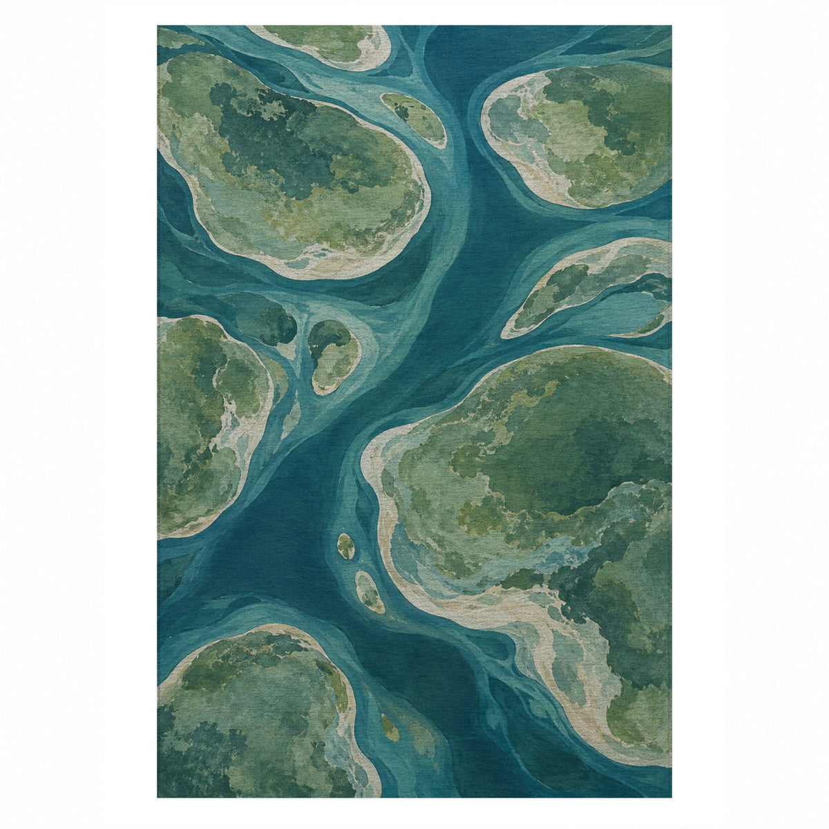 Tidal Islands Abstract Washable Rug — top view